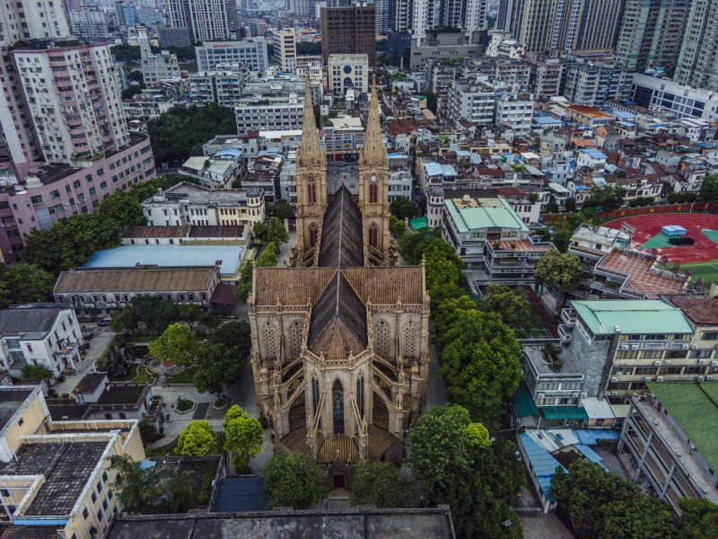广州石室圣心大教堂俯拍 图片