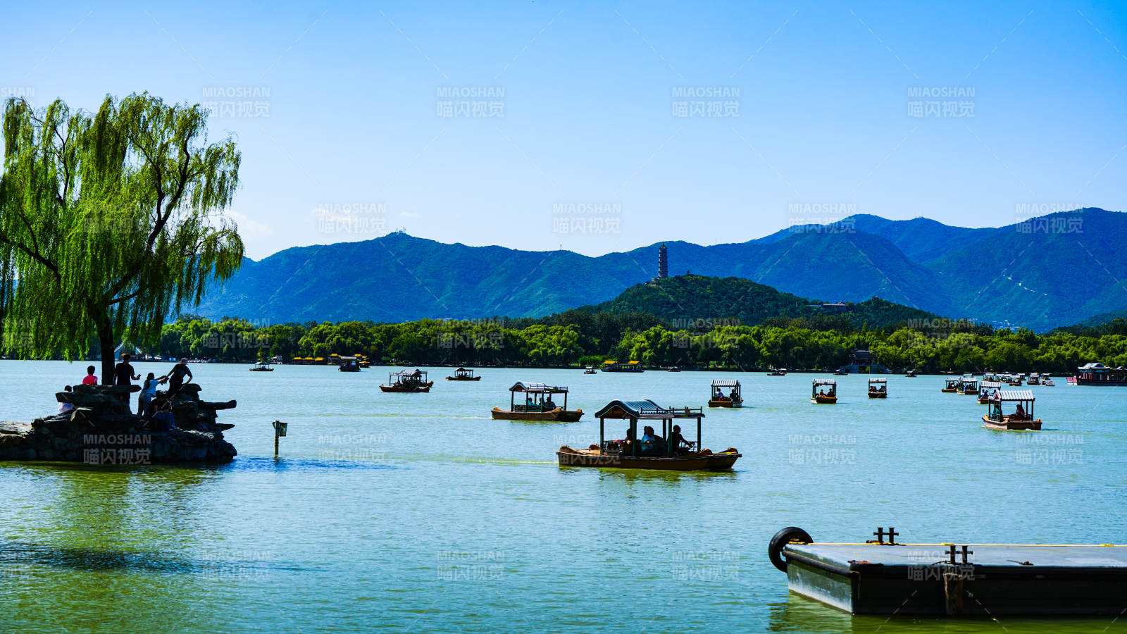 颐和园湖光山色 游船悠然图片