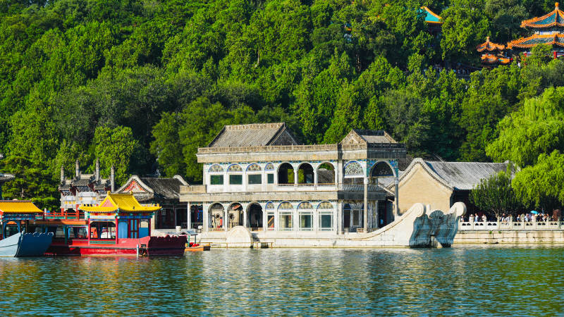 颐和园湖畔古建筑风光图片