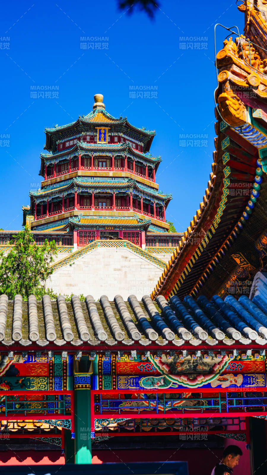 颐和园佛香阁与长廊图片