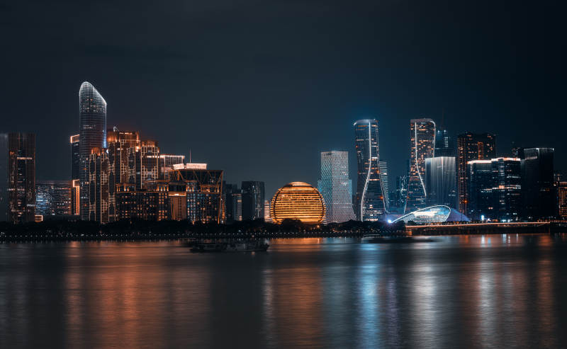 杭州钱塘江CBD夜景图片