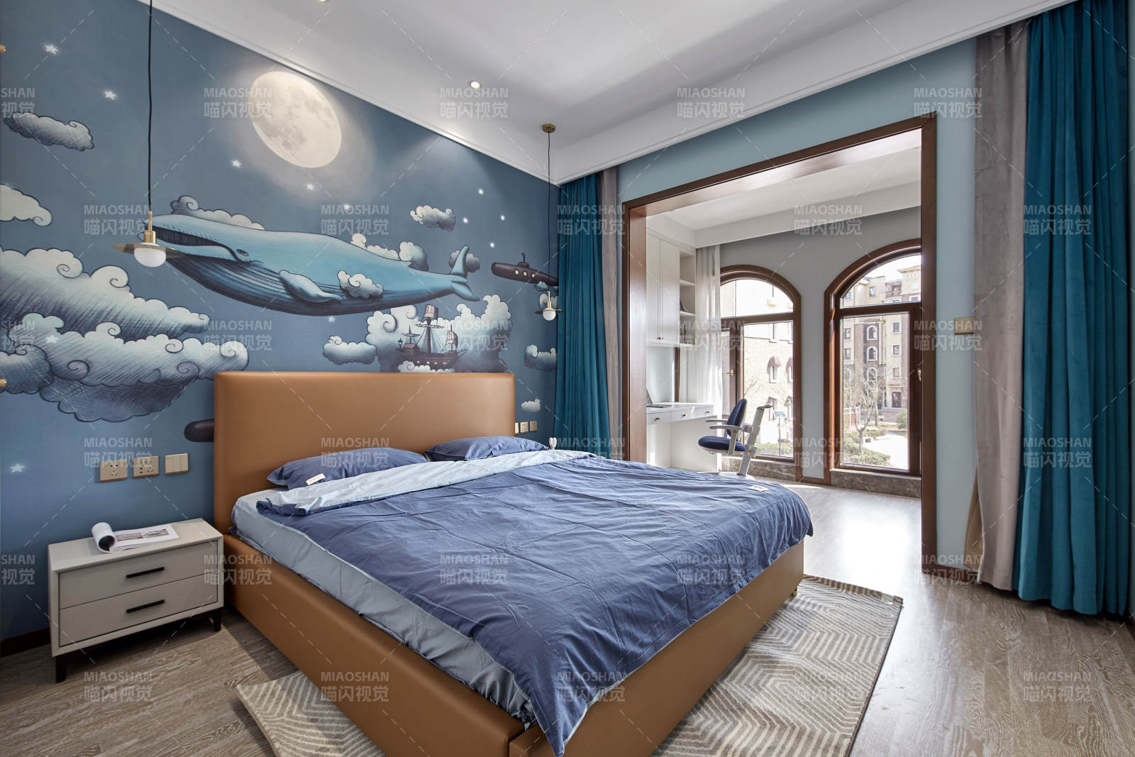 梦幻鲸鱼主题卧室设计图片