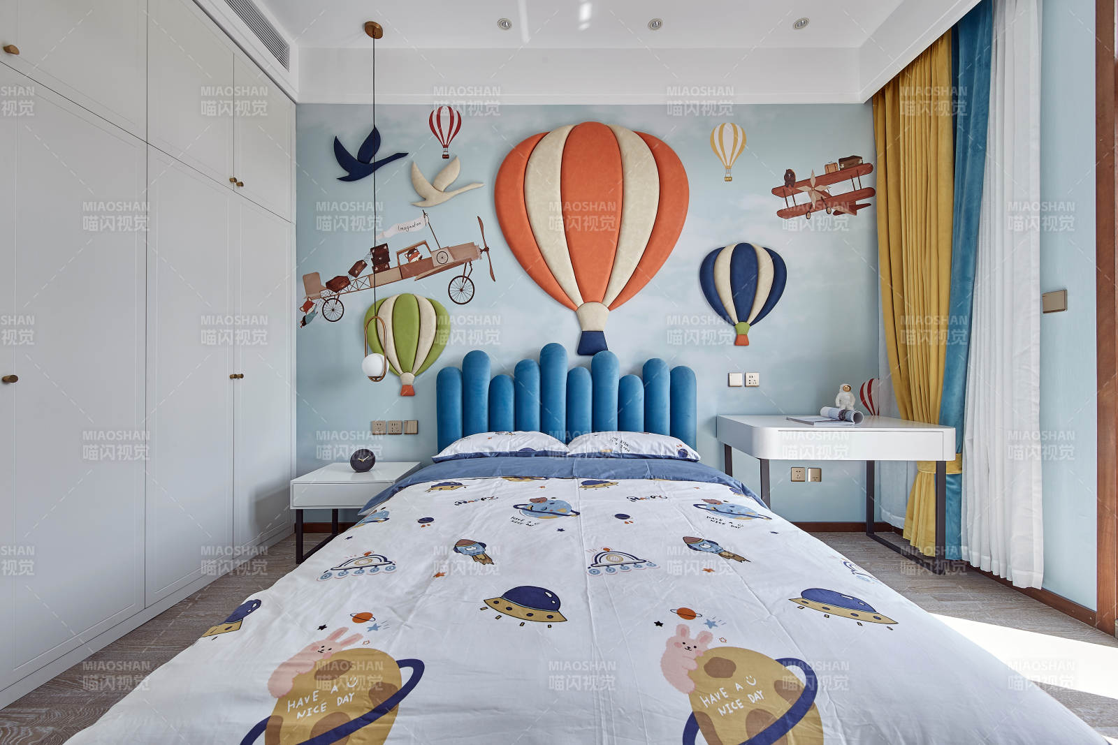 儿童房设计 热气球主题装饰图片