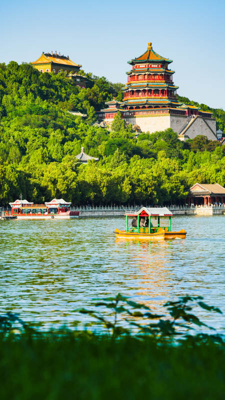 颐和园湖景图片