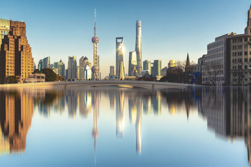 上海天际线倒影图片