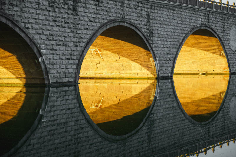 圆窗映金光图片