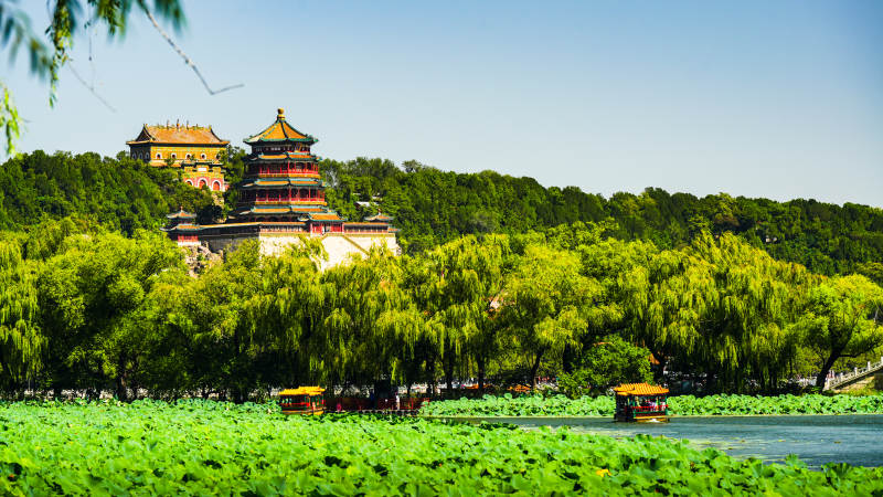 皇家园林湖景图图片