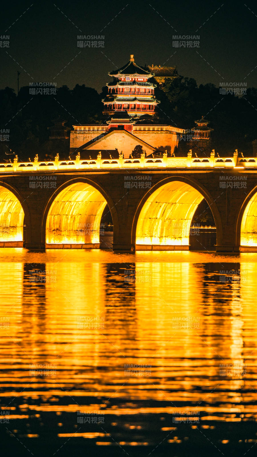 夜色中的颐和园佛香阁图片