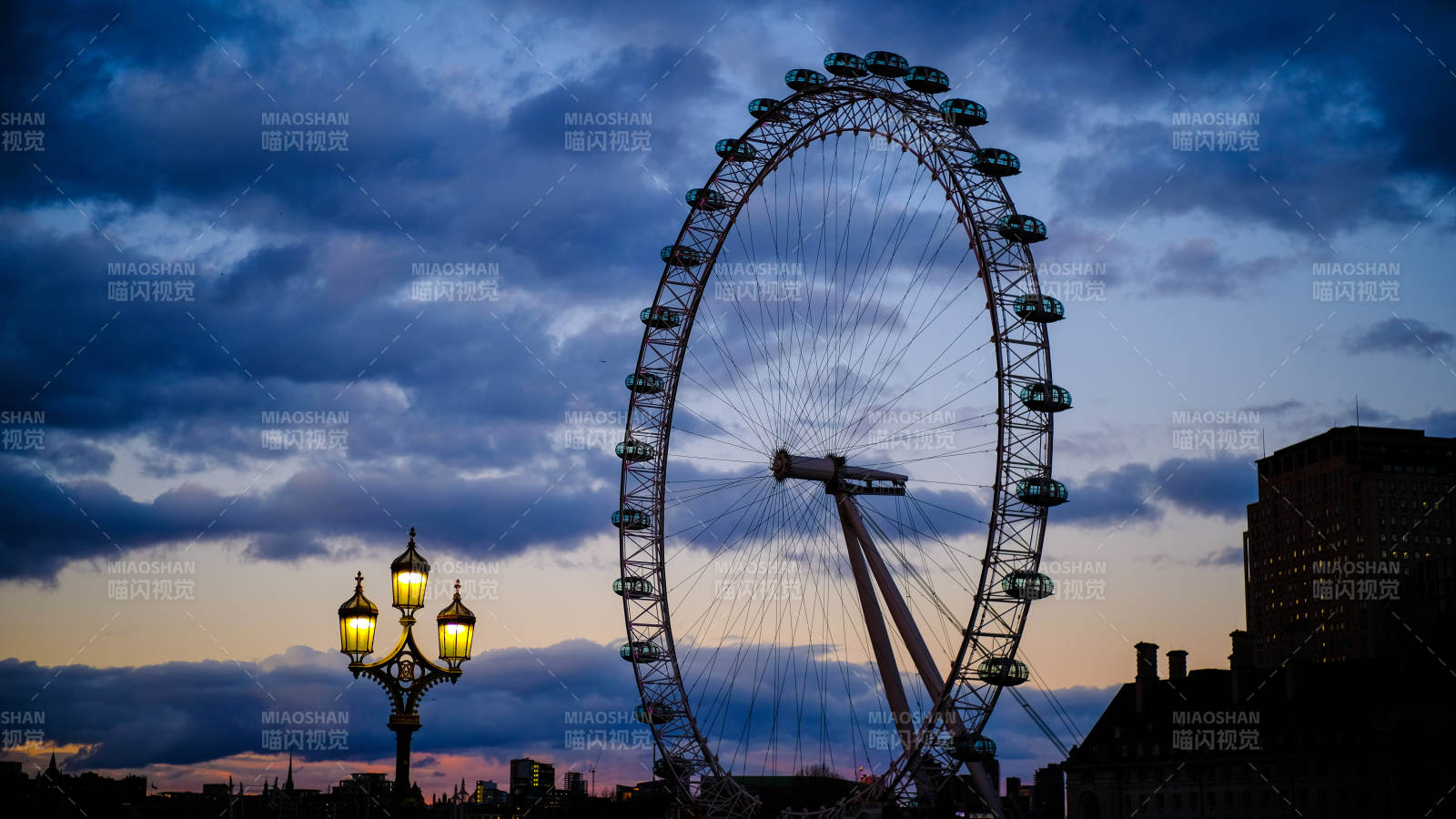 英国伦敦眼夜景图片