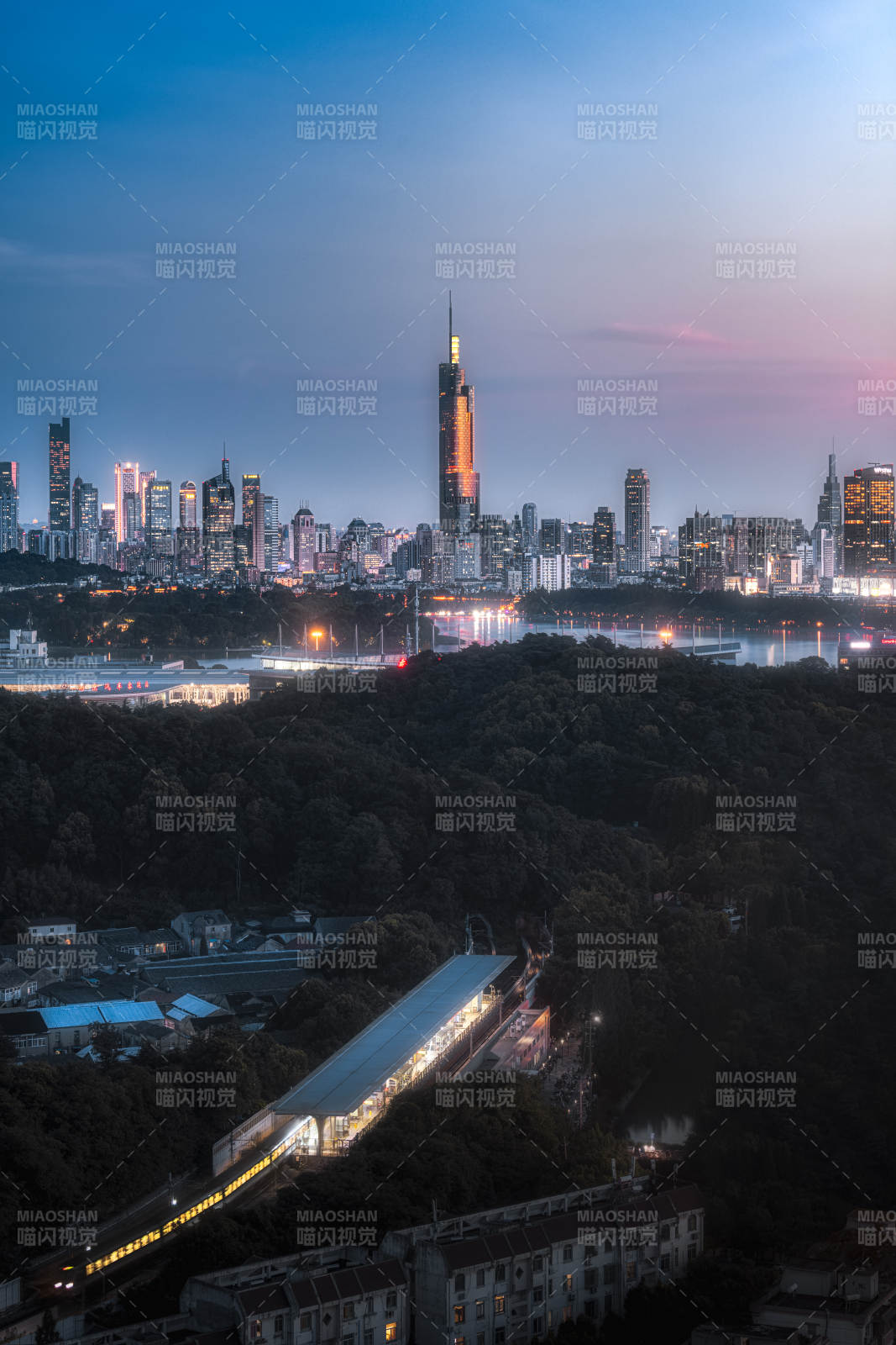 南京城市夜景天际线图片