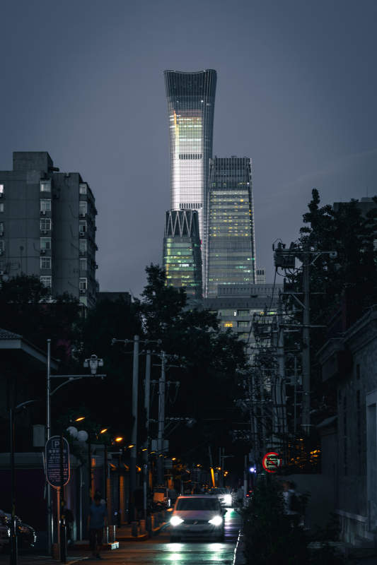 夜幕下的北京天际线图片