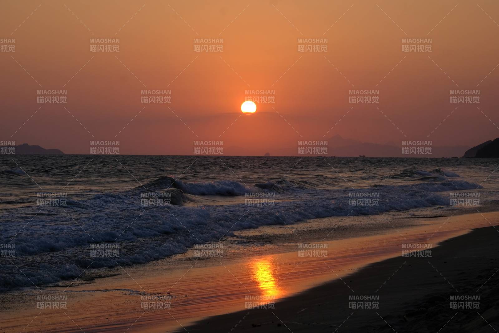 汕尾金町湾夕阳美景图片