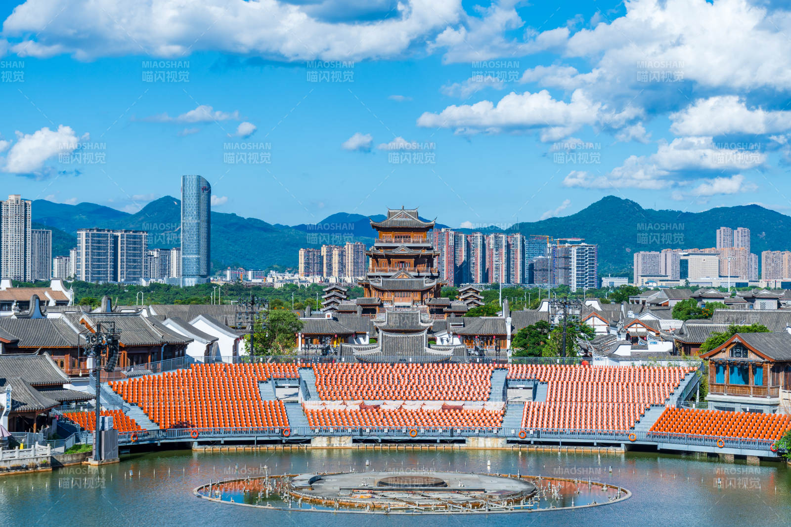 闽越水镇古城风光 山水相映图片