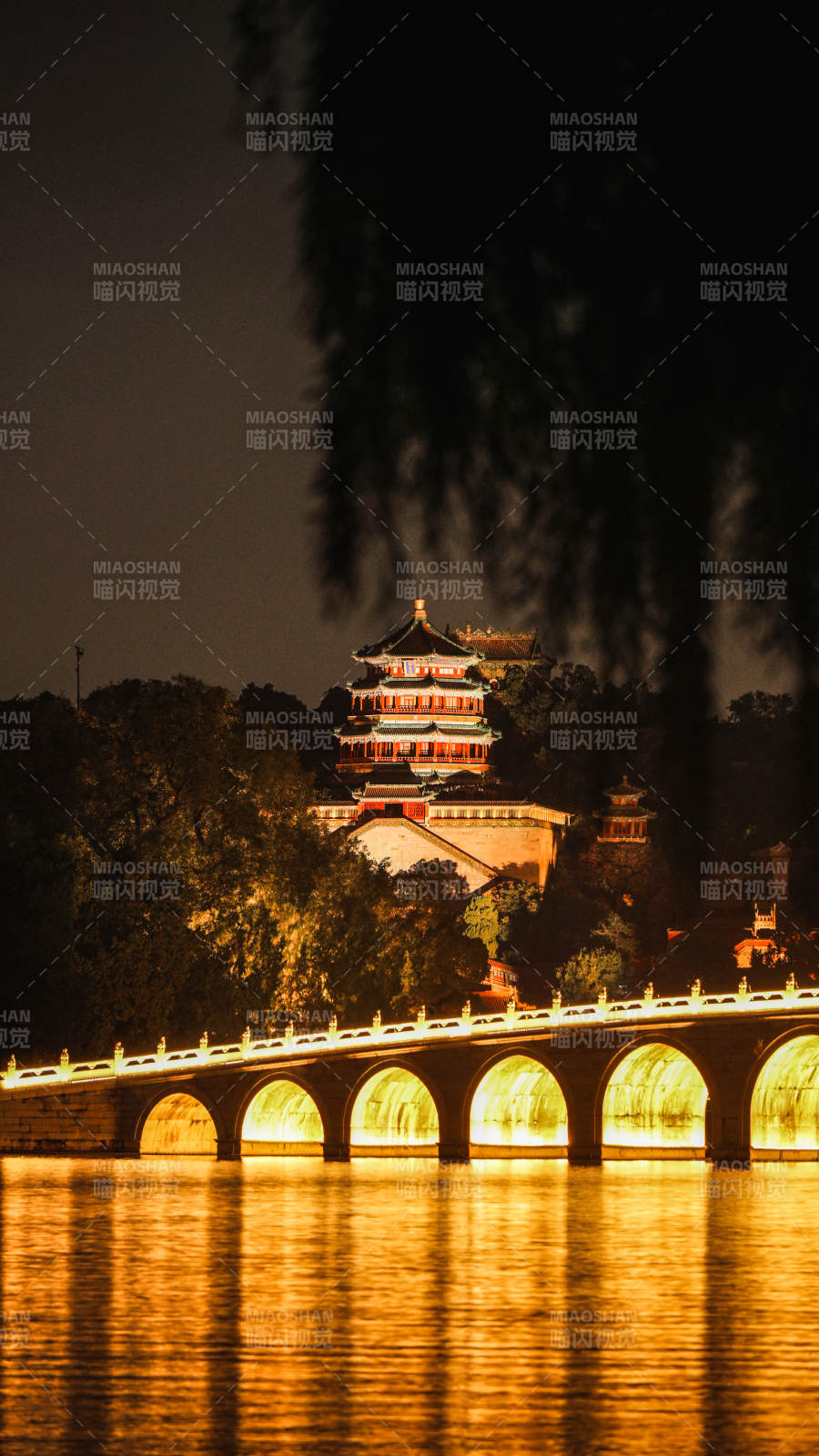 夜色中的佛香阁图片