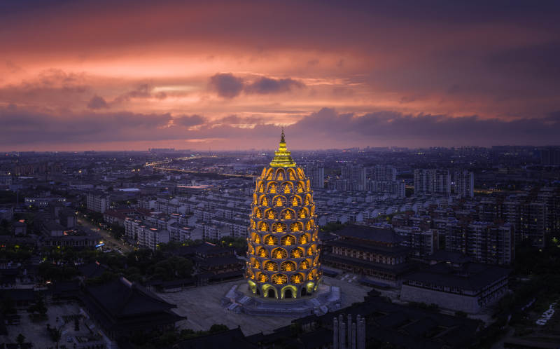 常州宝林禅寺夜景图片