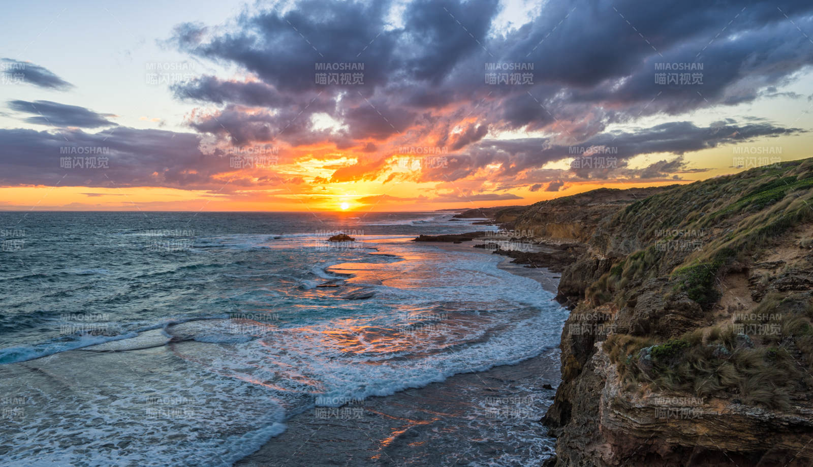 墨尔本南部海岸日落美景图片