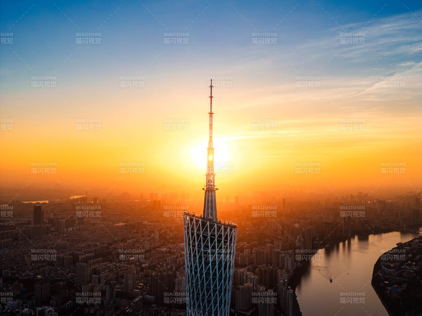 广州塔日出美景图片
