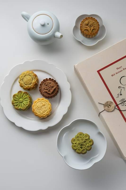 中秋月饼茶点图图片
