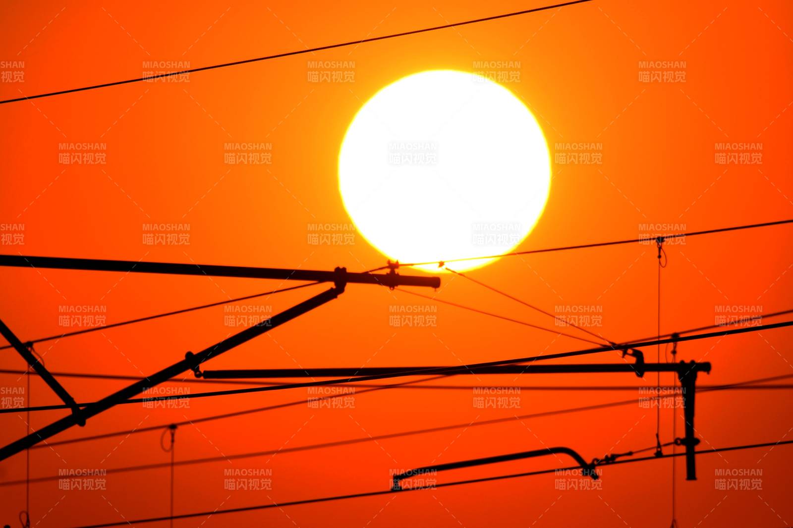 夕阳下的电线杆图片