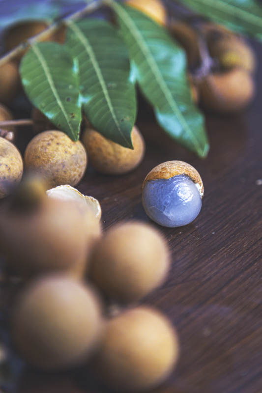 龙眼果与绿叶静置图片