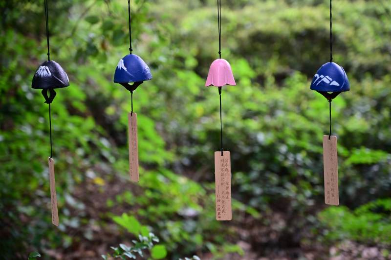 风铃轻摇绿意间图片