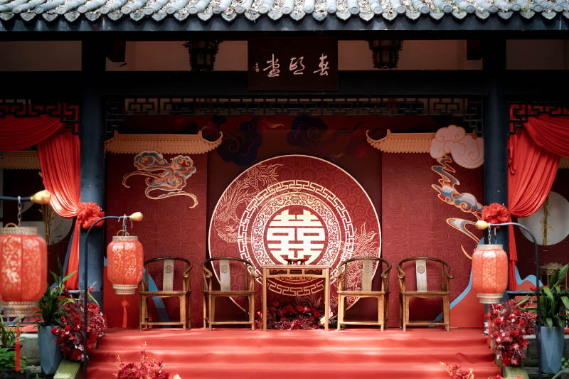 中式婚礼喜堂布置图片