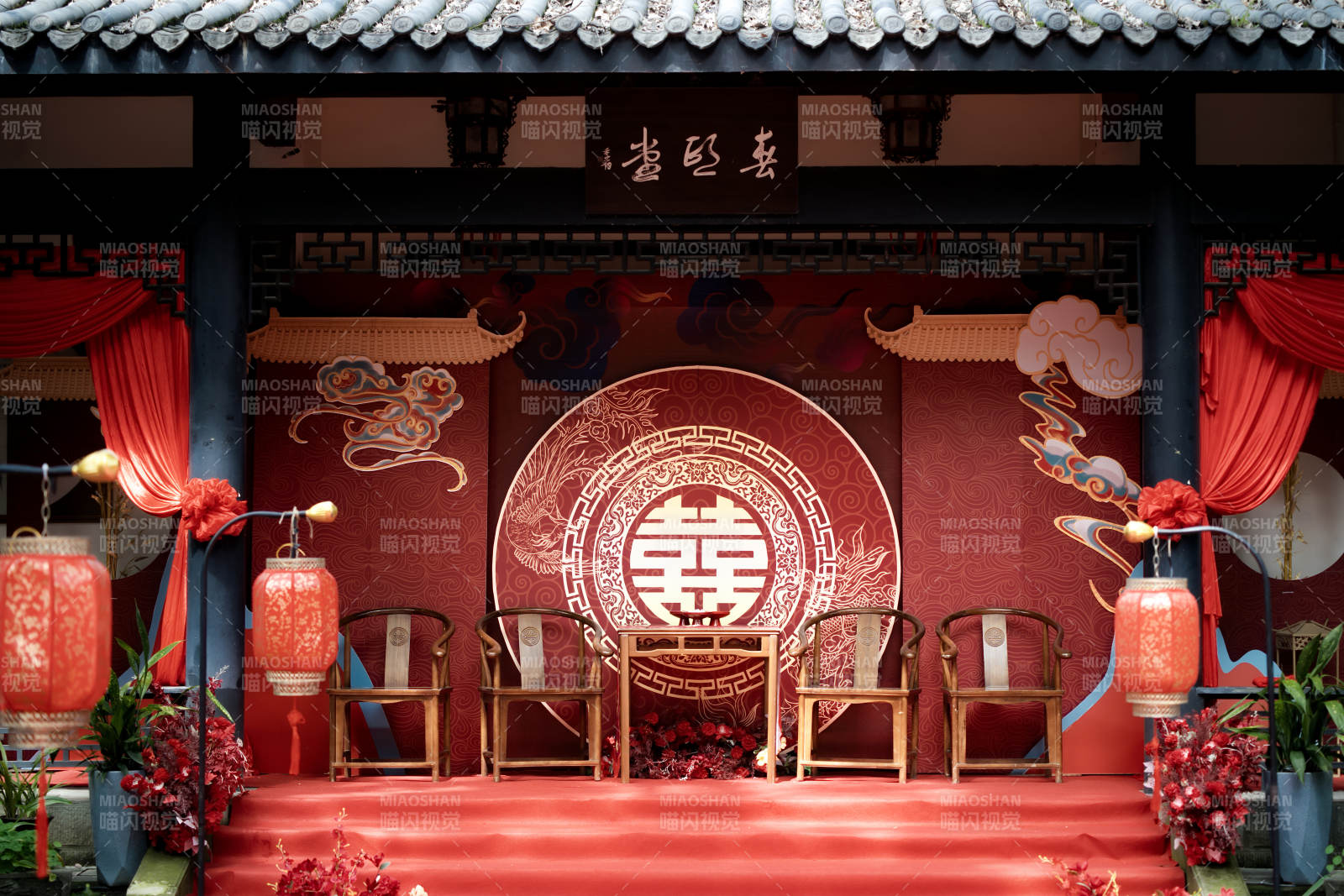 中式婚礼喜堂布置图片