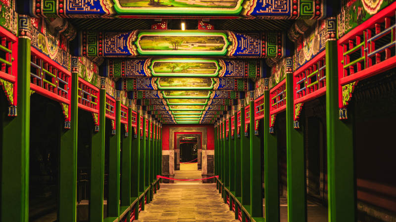 颐和园古色古香长廊图片