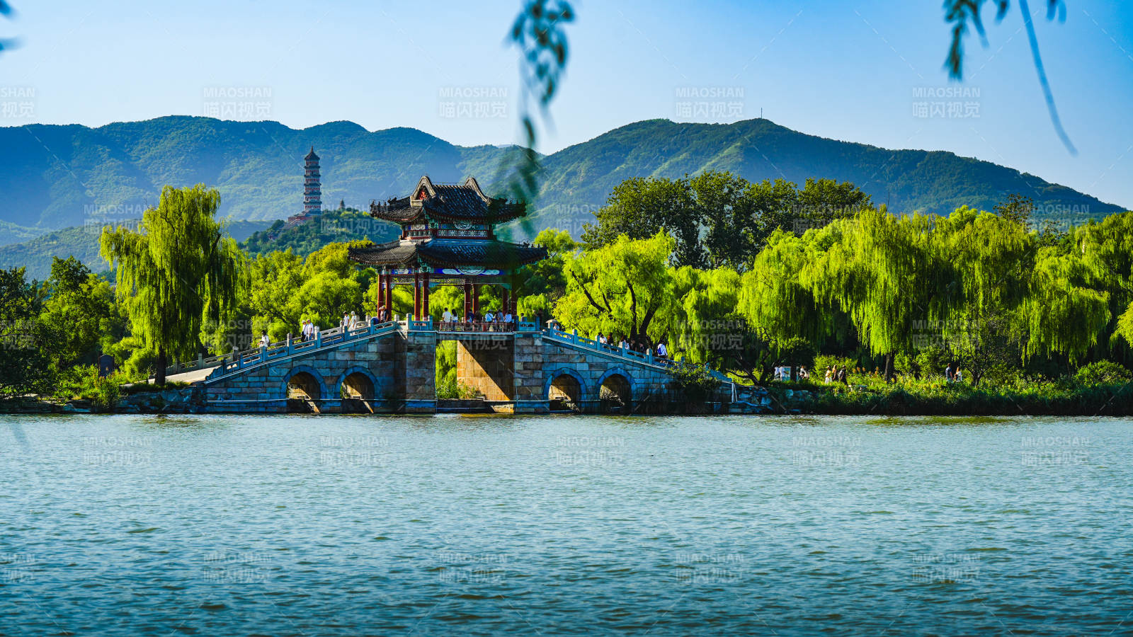 颐和园湖光山色映古桥图片