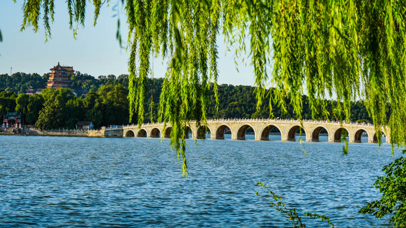 十七孔桥春景图片