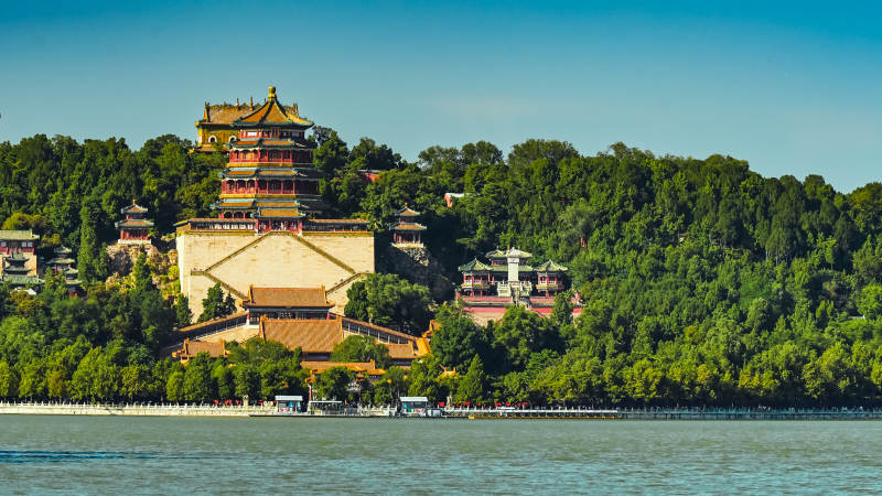 颐和园湖景风光图片