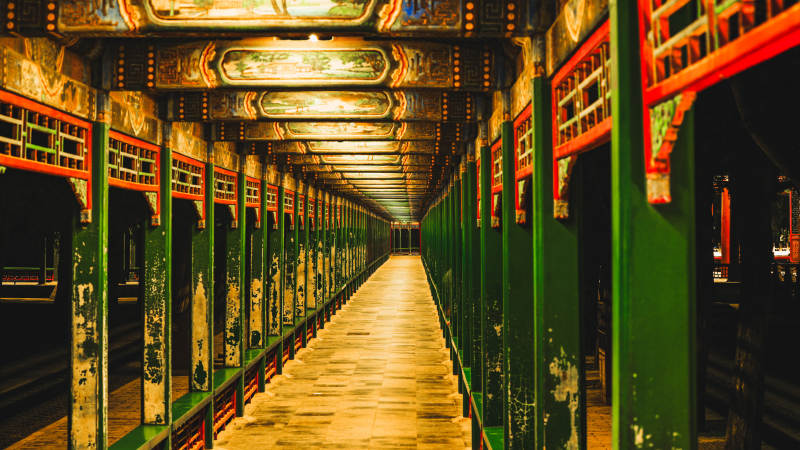 颐和园古色古香长廊图片