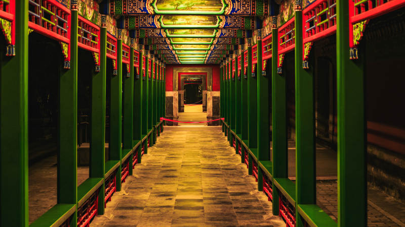 颐和园古色古香的长廊图片