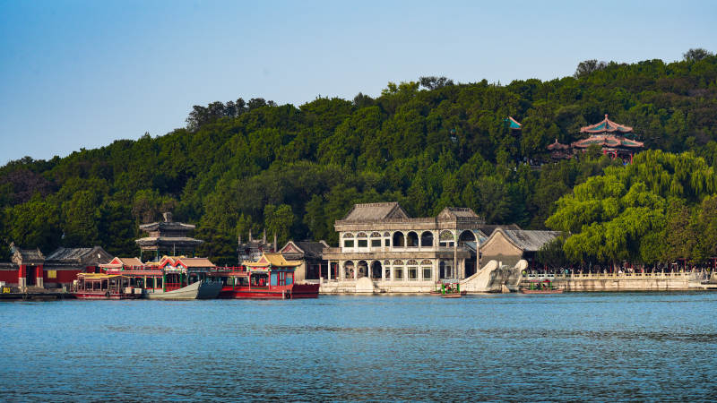 颐和园湖畔古建筑风光图片