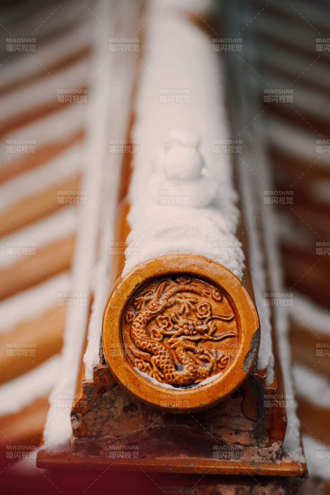 故宫雪覆龙纹瓦当图片