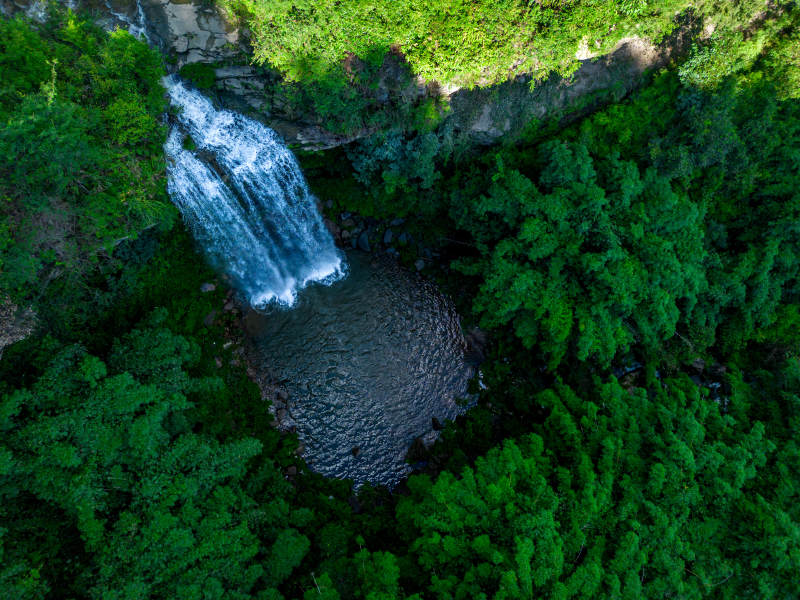 贵州腊利 瀑布飞泻入深潭图片
