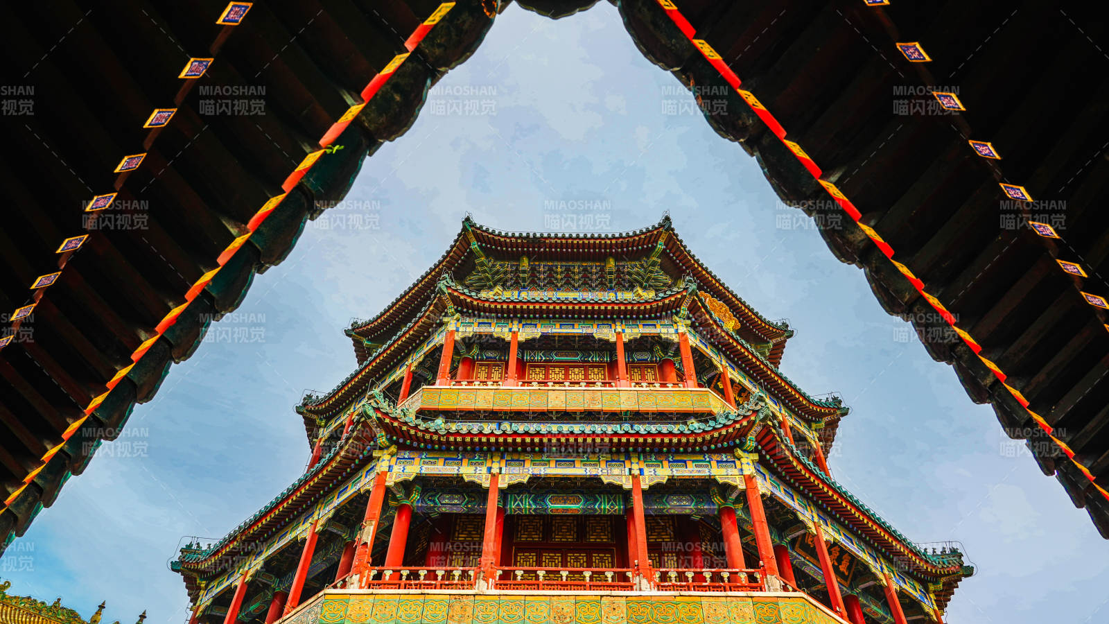 颐和园佛香阁仰望图片