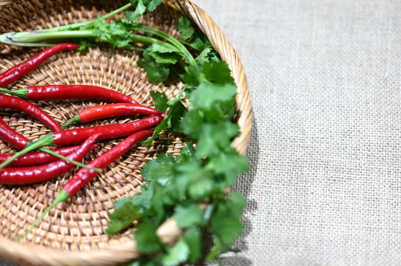 红椒香菜篮中鲜图片