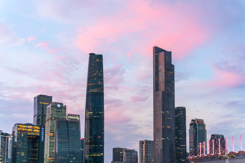 广州珠江新城天际线晚霞图片
