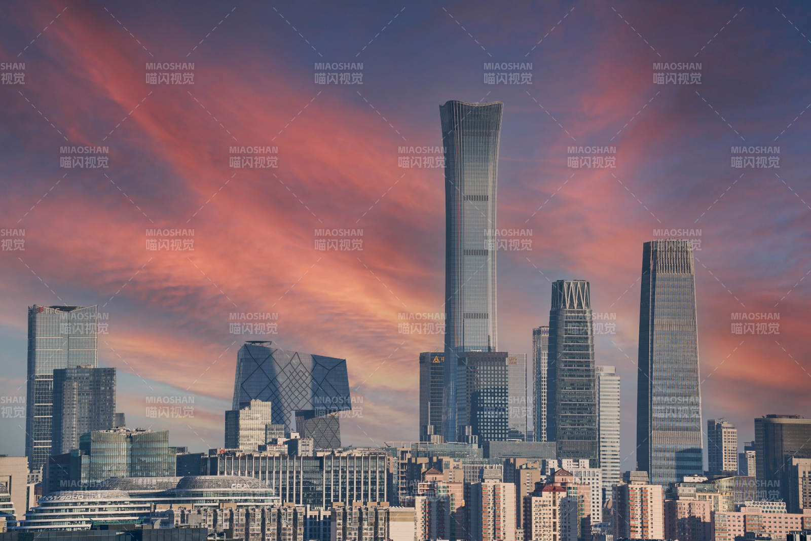 北京城市天际线日落图片