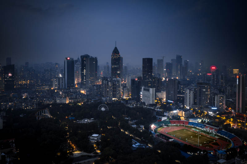 夜幕下的汉口灯火图片