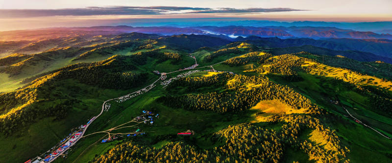 山间晨曦美景图片