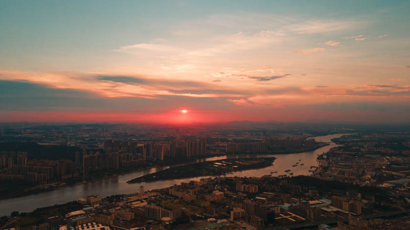 城市日落美景图片