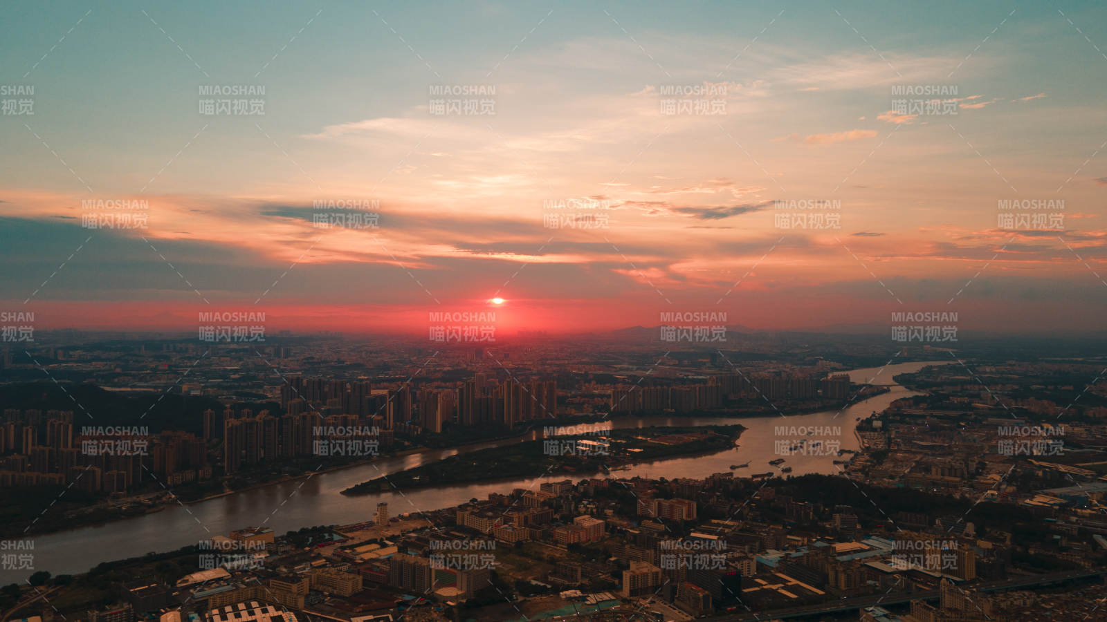 城市日落美景图片