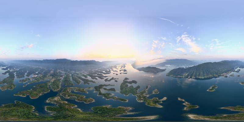 仙岛湖湖光山色全景图片