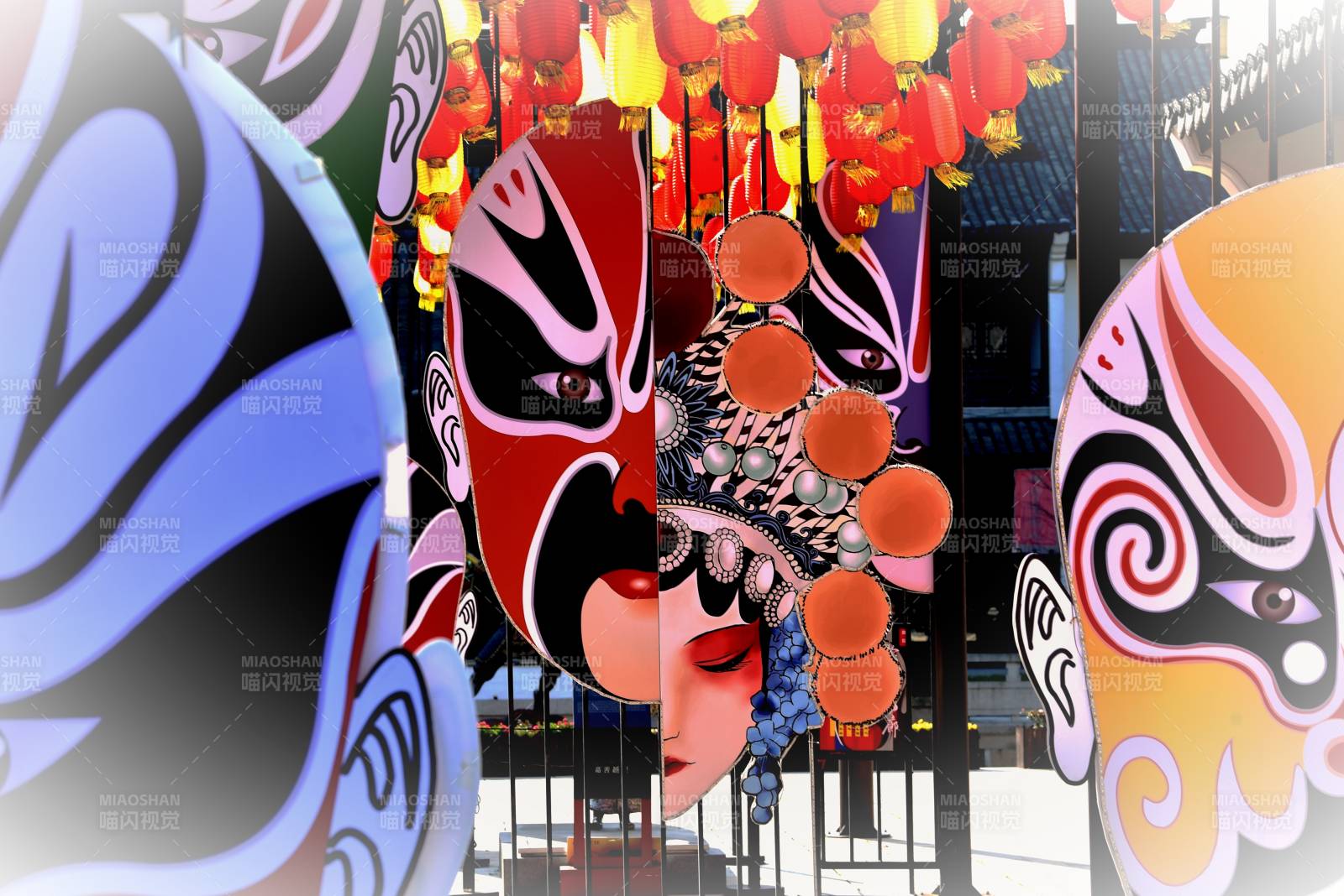 脸谱映红灯图片