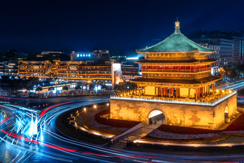 西安历史古建筑西安钟楼图片