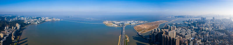 港珠澳城市天际线全景图片