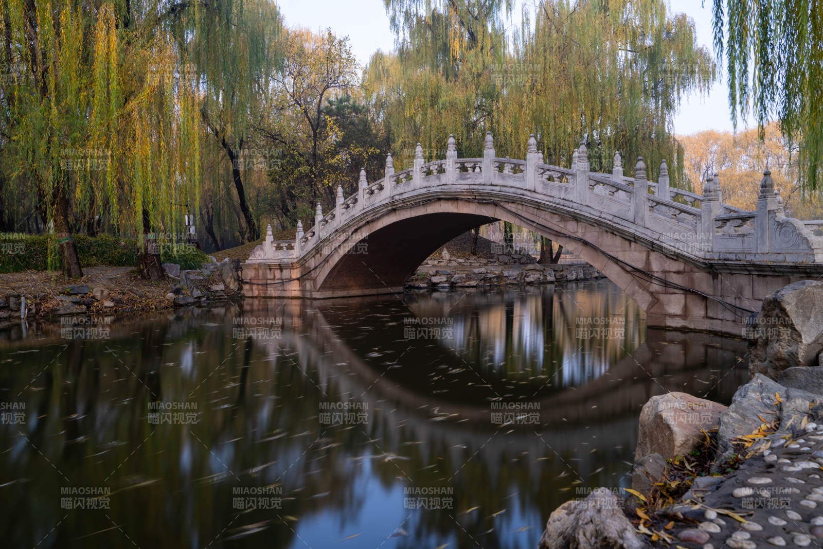 圆明园柳桥秋影图片