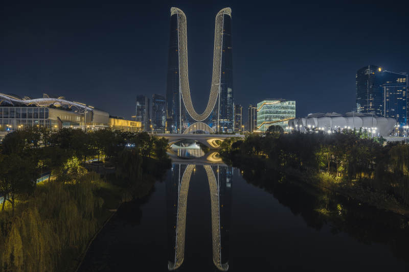 杭州之门倒影图片